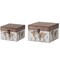 Vintiquewise Set of 2 Antique Vintage Style World Map Design Wooden Storage Box Trunk